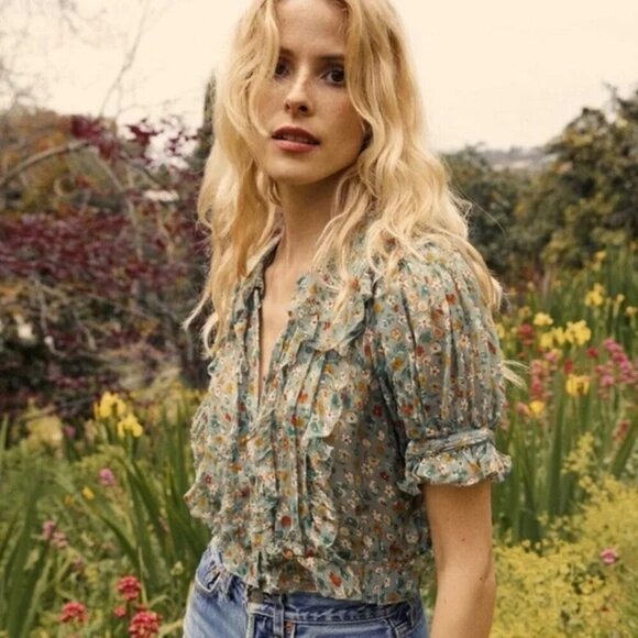 Doen Tops - Doen Selma Top in Sarcelle Tasha Garden size XL NWT